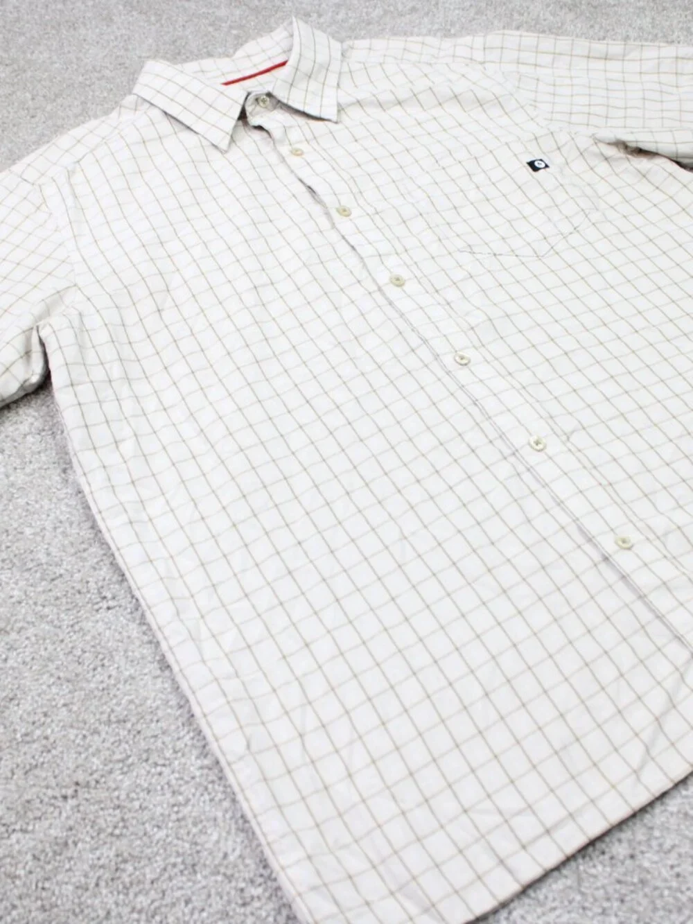 Marmot Eldridge Shirt Mens Large White/Beige Polynosic Rayon Blend Short Sleeve